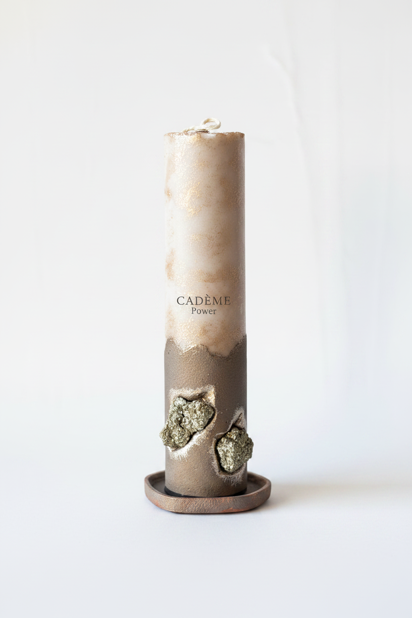 CADÈME Power – El Yapımı Dekoratif Soya Wax Mum, beyaz arka plan