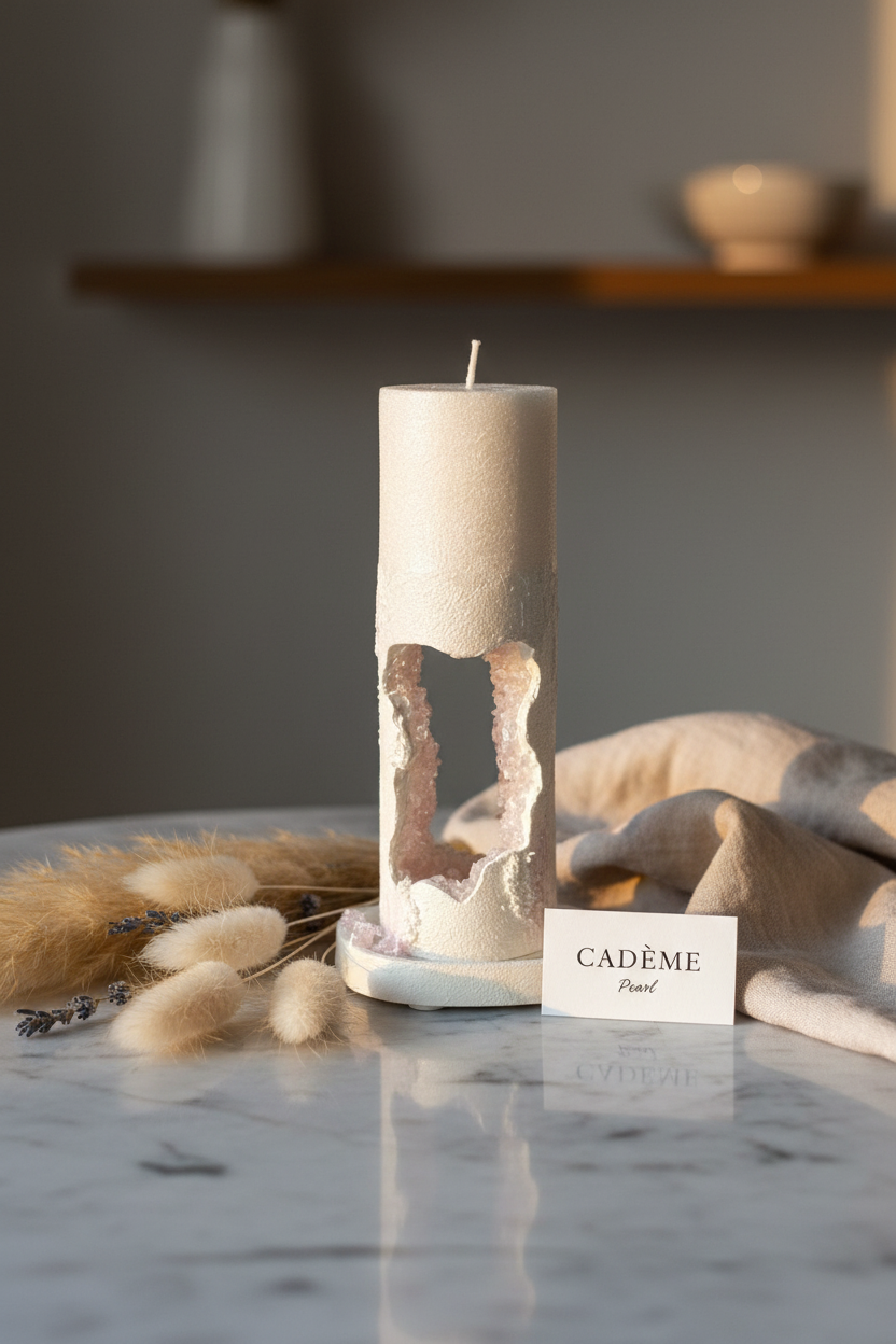 CADÈME Pearl – El Yapımı Dekoratif Soya Wax Mum, yaşam tarzı çekimi
